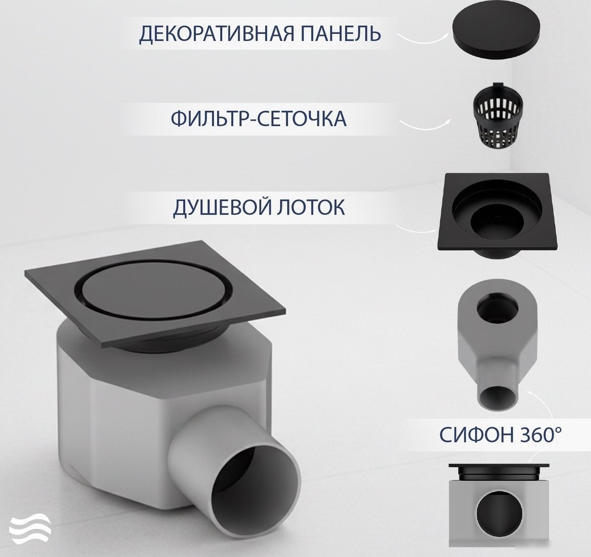 Трап/канал Lauter 21А40042MB (черный матовый)