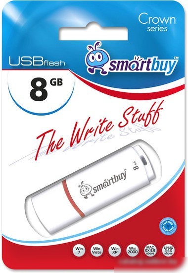 USB Flash Smart Buy Crown 8Gb White (SB8GBCRW-W)