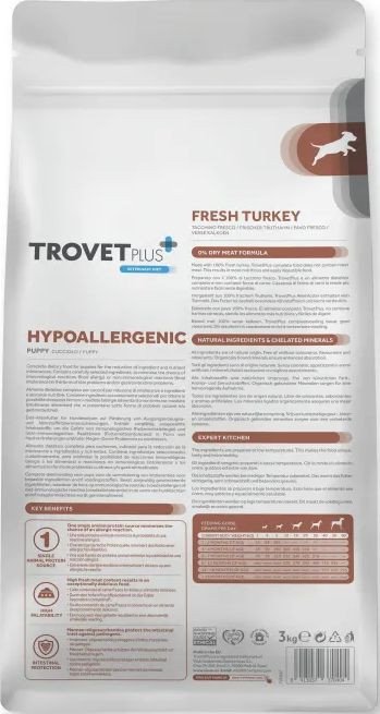 Сухой корм для собак Trovet Plus Puppy Hypoallergenic Fresh Turkey (10кг)