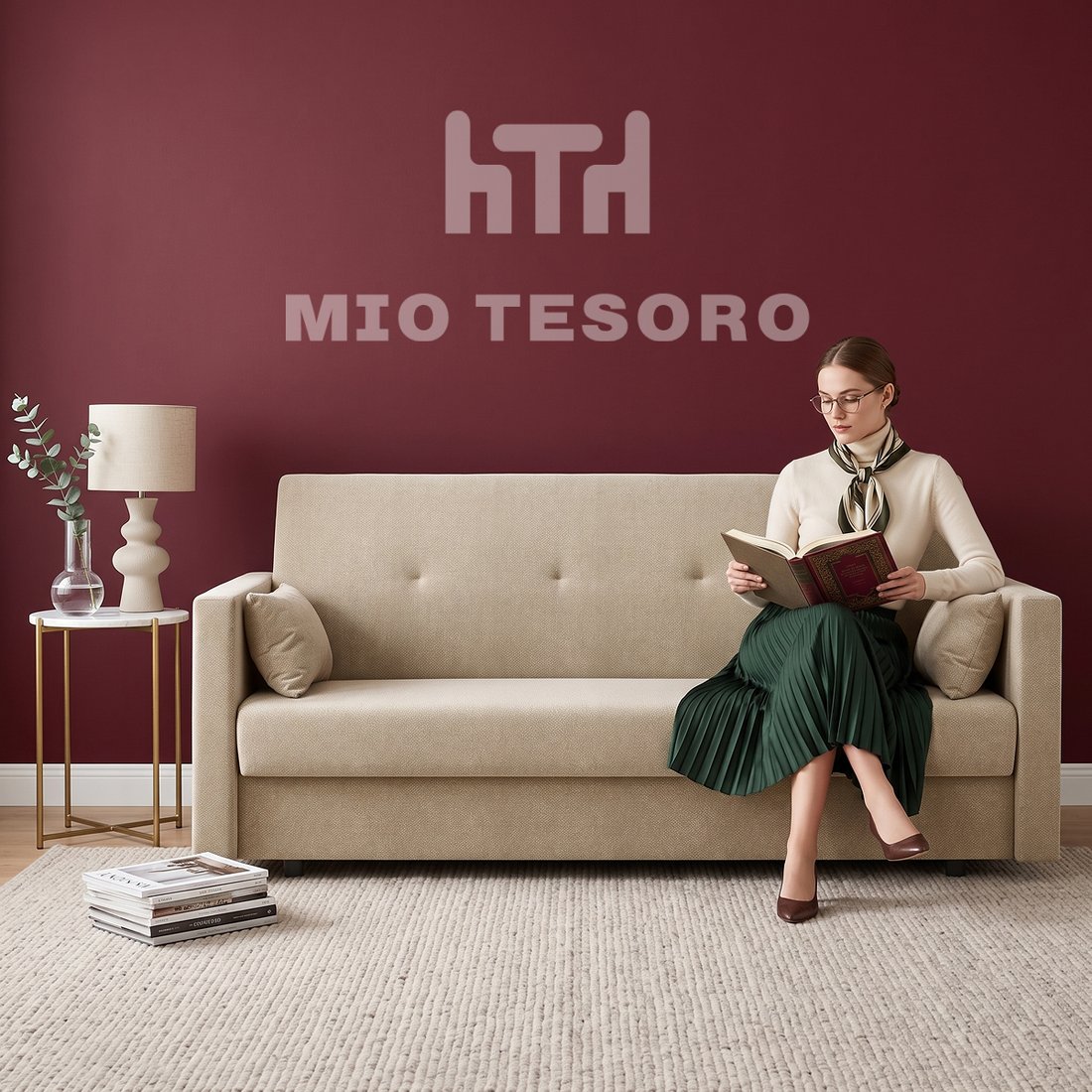 Диван Mio Tesoro Номан (велюр, бежевый)