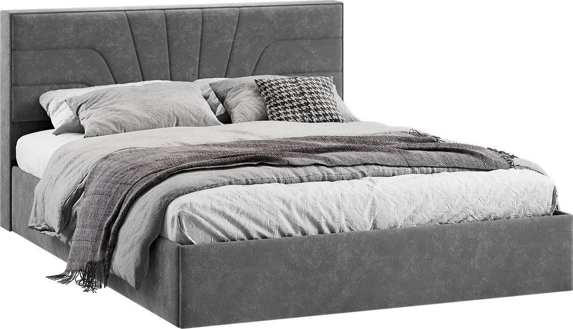 Кровать Трия Пандора с ПМ и заглушиной 160x200 Тип 1 (велюр Brut Grey 16)