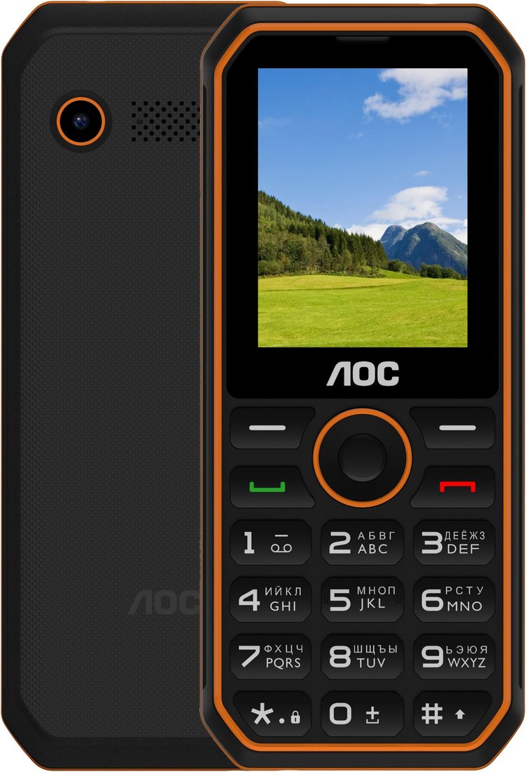 Кнопочный телефон AOC A248 (черный/оранжевый)