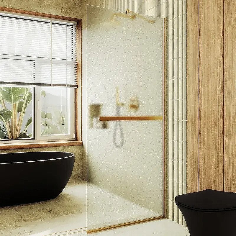 Душевая стенка MaybahGlass 99x195 MGD-1463-3у (сатин стекло/золото)