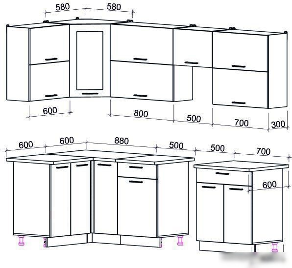 Угловая кухня Интерлиния Мила Gloss 50-12x26 (красный/черный глянец)