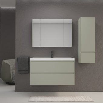 Symbolite Тумба под умывальник Манхэттен 100 Plus 2 ящика (подвесная, олива)