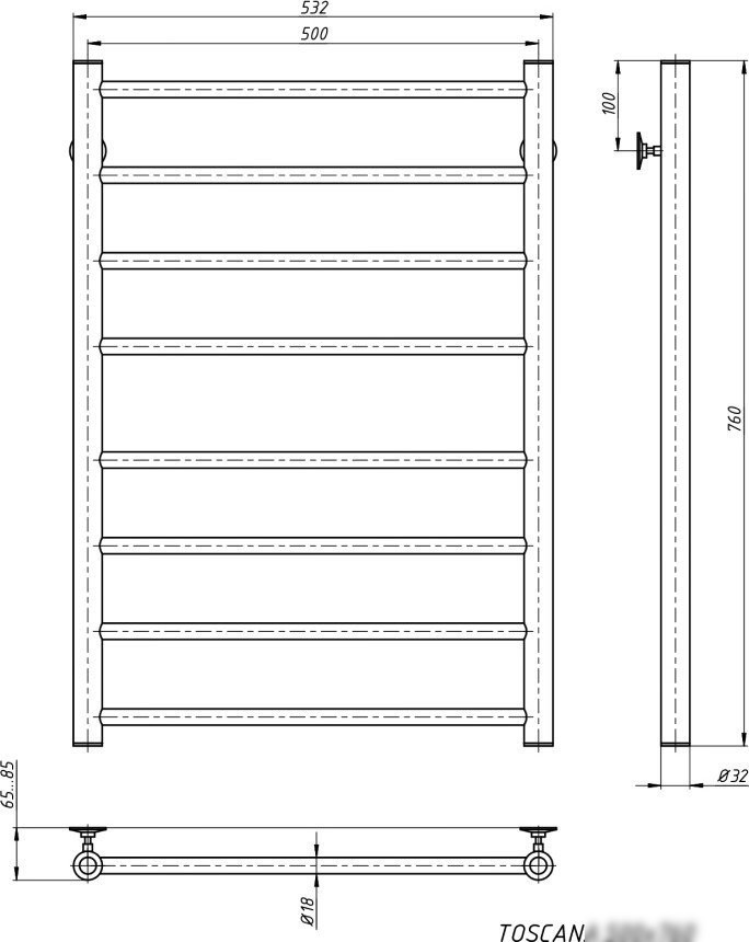 Полотенцесушитель Stinox Toscana 50x80 tos80ls (латунь сатин)