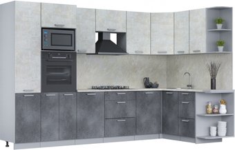 Готовая кухня Интерлиния Мила Лайт 1.68x3.2 правая (бетон лайт/бетон портленд/опал светлый)