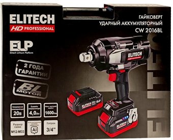 Гайковерт ELITECH CW 2016BL HD E2201.075.02 (с 2-мя АКБ, кейс)