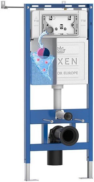 Унитаз подвесной Roxen Berg в комплекте с инсталляцией StounFix Dual Fresh 6 в 1 967256 кнопка: оружейная сталь)