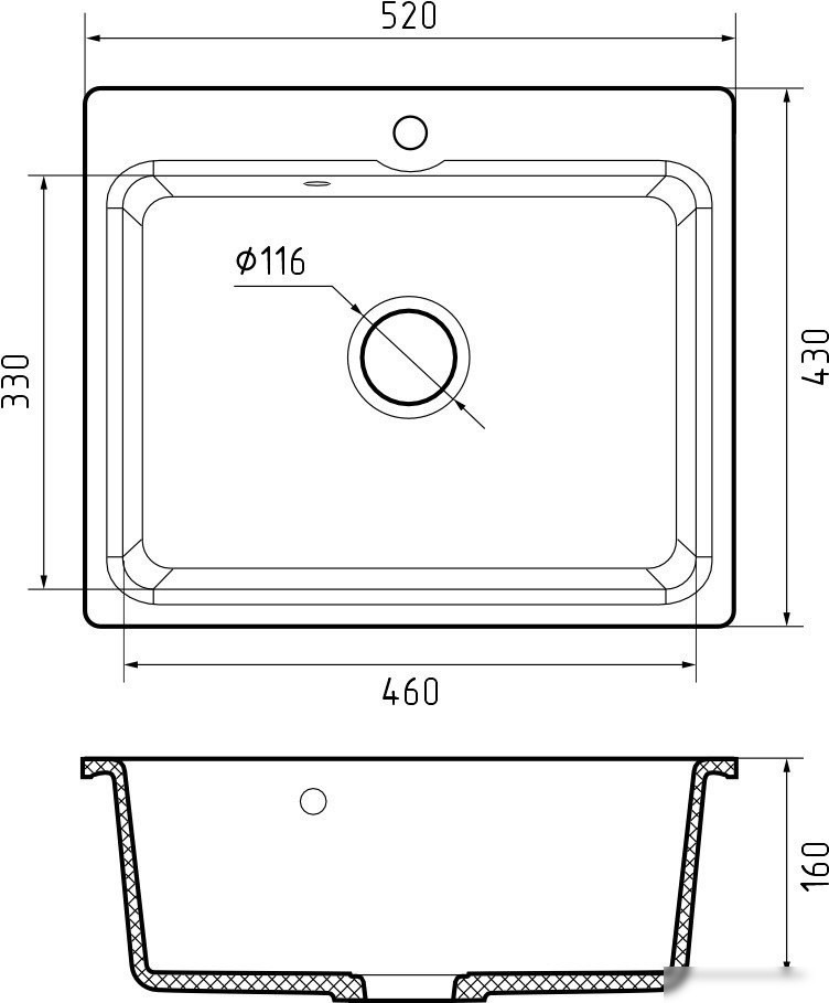 Кухонная мойка GranFest Smart 520 (черный)