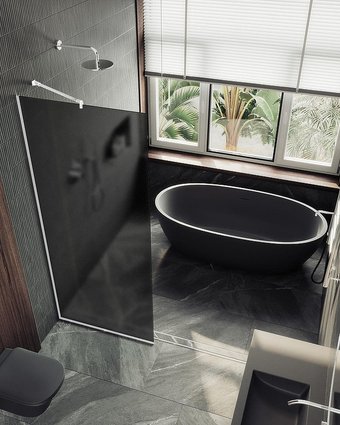 Душевая стенка MaybahGlass 99x195 MGD-1356-1у (графитовое матовое стекло/белый матовый)
