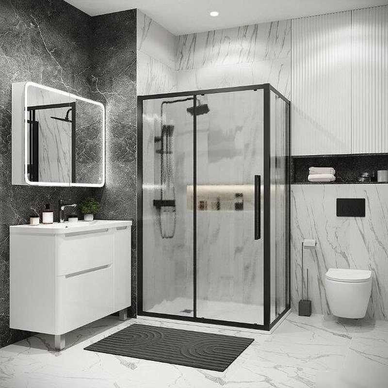 Душевой уголок Grossman Cosmo 120х100х195 120.K33.02.1210.21.02 (черный матовый/стекло шиншилла)