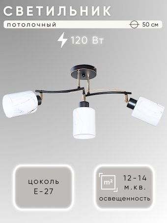 Припотолочная люстра Aitin Pro НПБ 02-3x40-101 51171/3 (черный)