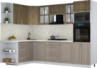 Готовая кухня Интерлиния Мила Шато 1.68x2.8 ВТ LV (дуб вотан/луна/опал светлый)