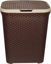 Корзина ВиолетПласт для белья 60 л с крышкой Ротанг (коричневый)