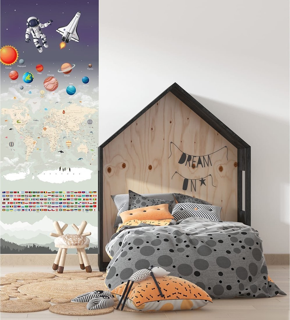 Фотообои Citydecor Карта мира. Флаги и планеты 2 200x260