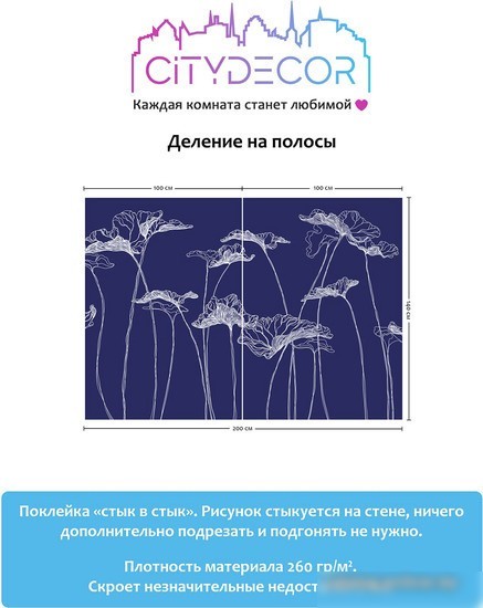 Виниловые обои Citydecor Perfect Lines 5 200x140