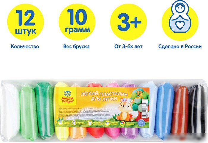 Пластилин Мульти-пульти ЛП_40359 (12 цв)