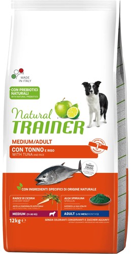 Сухой корм для собак Trainer Natural Adult Medium with Tuna (для взрослых средних пород с тунцом, рисом и морскими водорослями) 12 кг