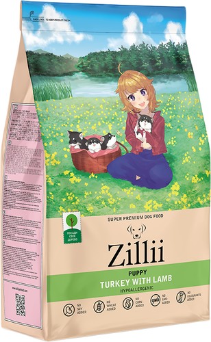 Сухой корм для собак Zillii Puppy индейка с ягненком 800 г