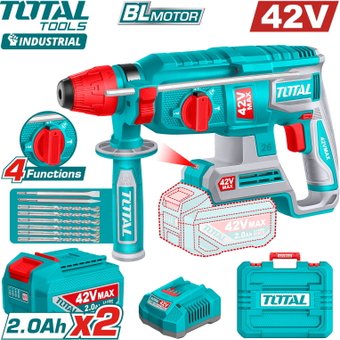 Перфоратор Total TRHLI422682 (с 2-мя АКБ, кейс)