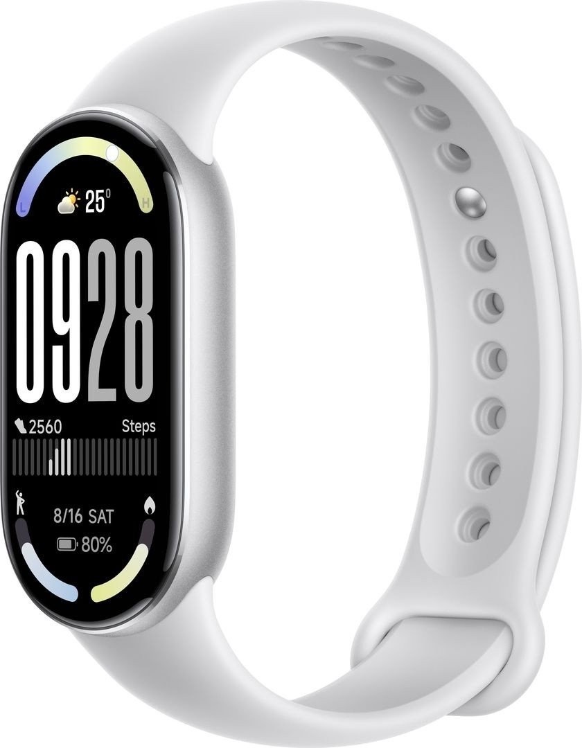 Фитнес-браслет Xiaomi Smart Band 10 M2459B1 (серебристый, с белым силиконовым ремешком, международная версия)