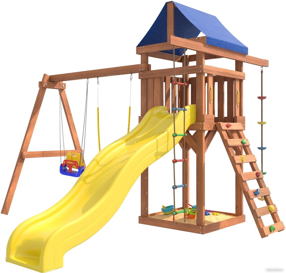 Игровой комплекс National Tree Company С качелями 3 в 1 и гибкими подвесными IgroWoods ДП-15