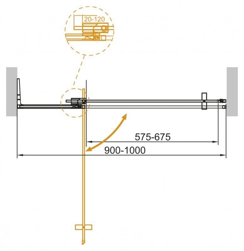 Душевая дверь Cezares Slider-B-1-90/100-C-GM
