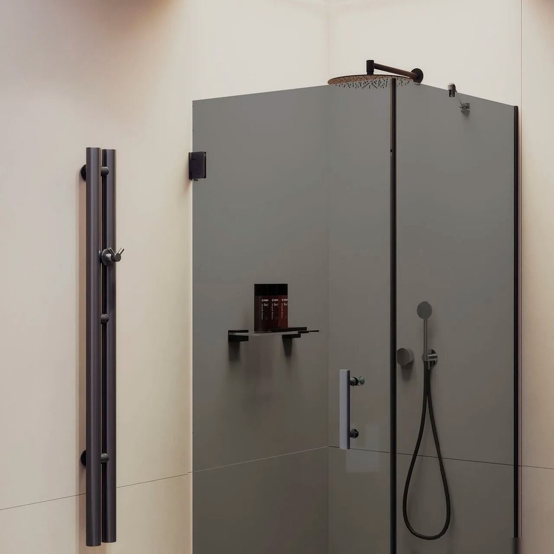 Душевой уголок MaybahGlass MGY-1308-6 (графитовое стекло/черный)