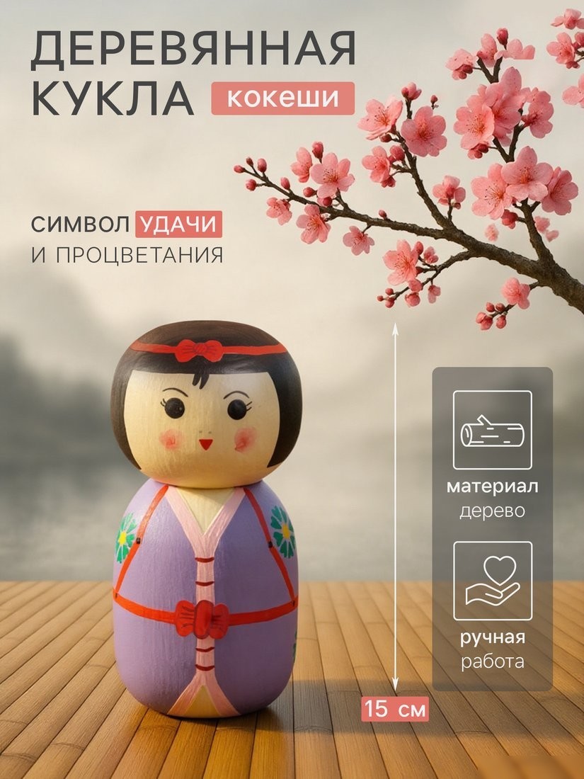 Статуэтка Sima-Land Японская кукла кокеши Зои 10465065