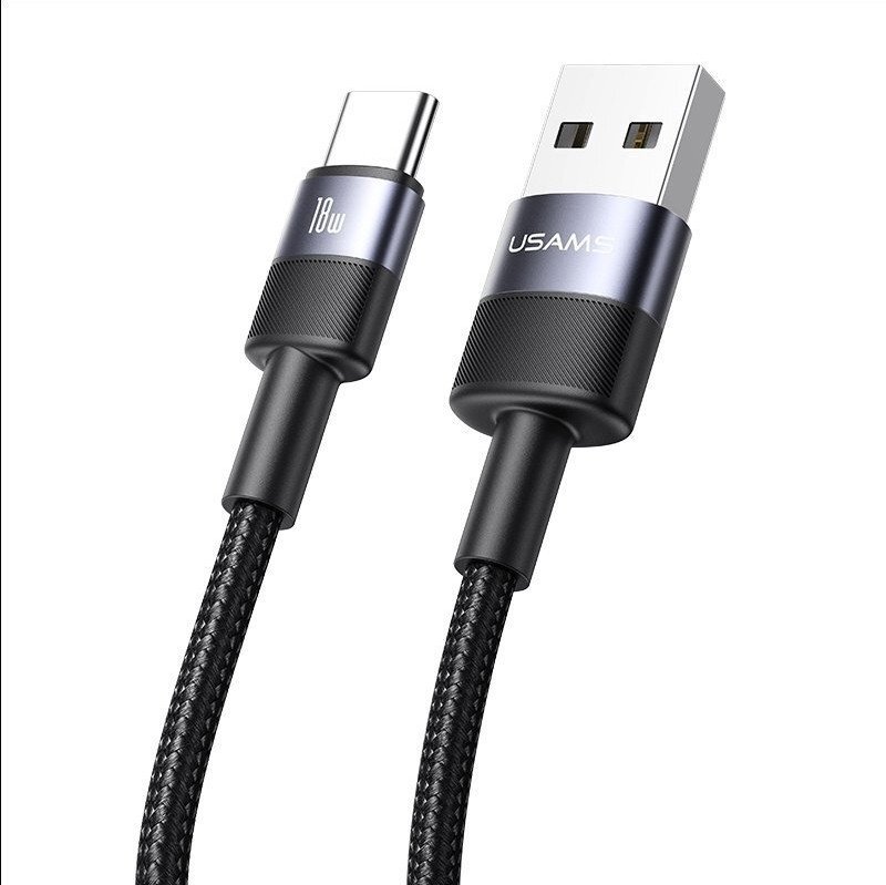 Кабель Usams SJ718 USB Type-A - USB Type-C (1.2 м, черный)
