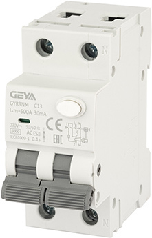 Дифференциальный автомат GEYA GYR9N 1P+N 13A C 6кА 30 мА AC GYR9NMC1330MA