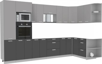 Готовая кухня Интерлиния Мила Лайт 1.68x3.4 правая без столешницы (серебристый/антрацит)