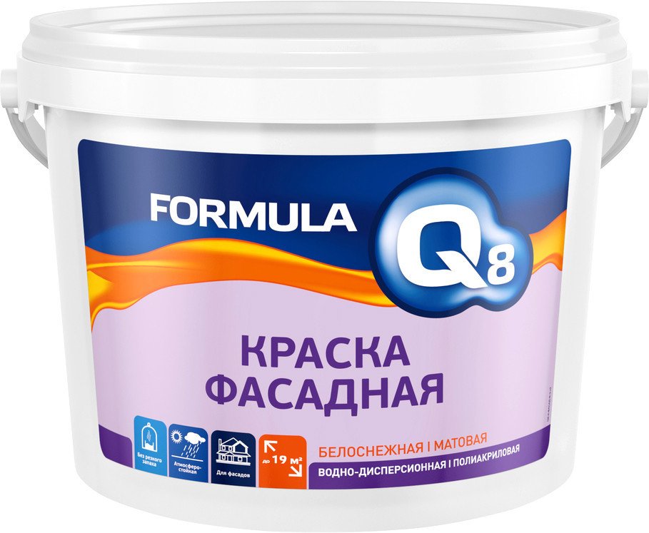 Краска Formula Q8 Фасадная полиакриловая 05-151-002-045 4.5 кг (белый матовый)