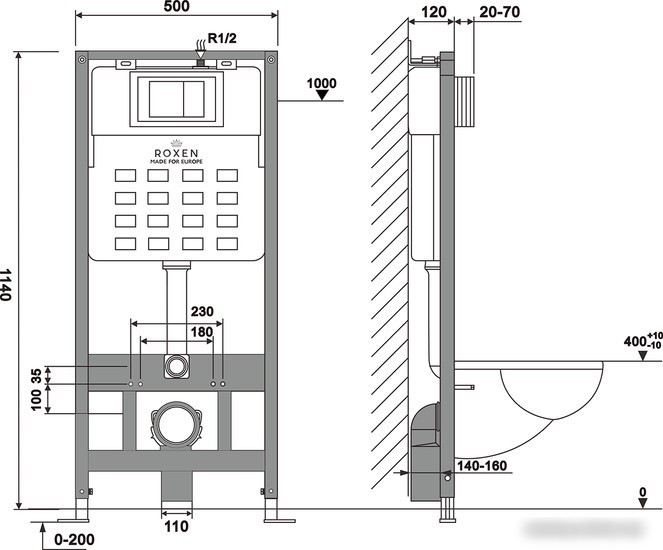 Инсталляция для унитаза Roxen StounFix Slim 871161