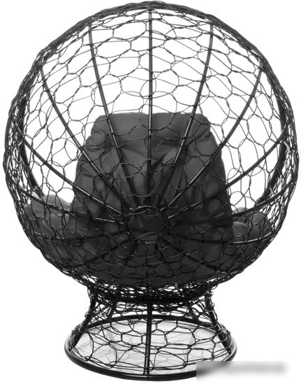 Кресло M-Group Кокос на подставке 11590409 (черный ротанг/серая подушка)