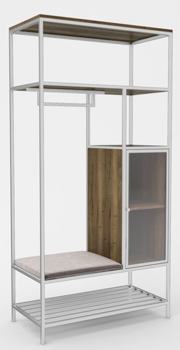 Стеллаж Hype Mebel Босс 100x200 (белый/дуб галифакс олово/велюр серый)
