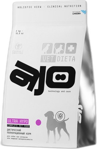 Сухой корм для собак AJO Vet Dieta Ultra Hypo при аллергии или пищевой непереносимости 2 кг
