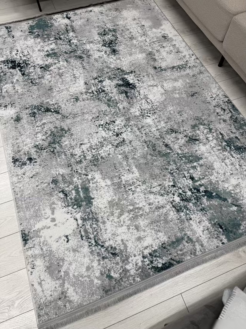 Ковер для жилой комнаты Radjab Carpet Амаль Прямоугольник 0901A (1.5x2.5, Grey/D.Green)