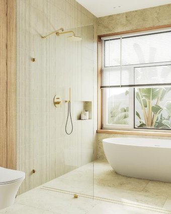 Душевая стенка MaybahGlass 79x195 MGD-259-3 (прозрачное стекло/золото)