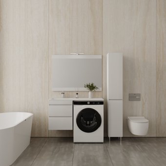 Symbolite Тумба с умывальником Даллас 110 Люкс Plus + Даллас 110x48 (подвесная, левый, эмаль белый)