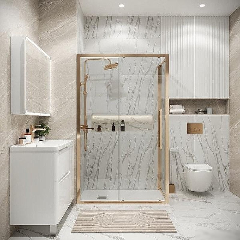 Душевой уголок Grossman Cosmo 120x100x195 120.K33.02.1210.32.00 (золото сатин/стекло прозрачное)