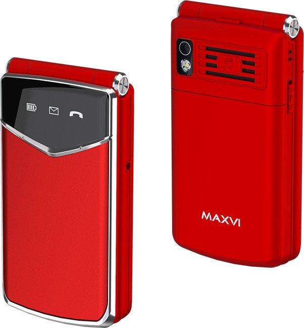 Кнопочный телефон Maxvi E11ds (красный/серебристый)