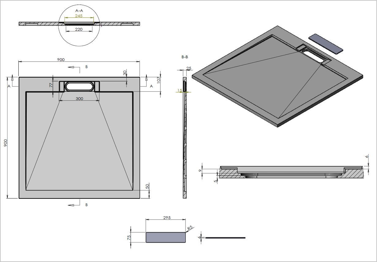 Душевой поддон Vincea VST-4SRL9090G 90x90