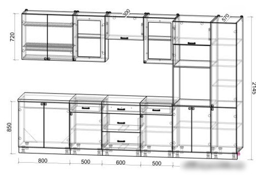 Готовая кухня Интерлиния Мила Деко 3.4 (мята-мята-травертин серый)