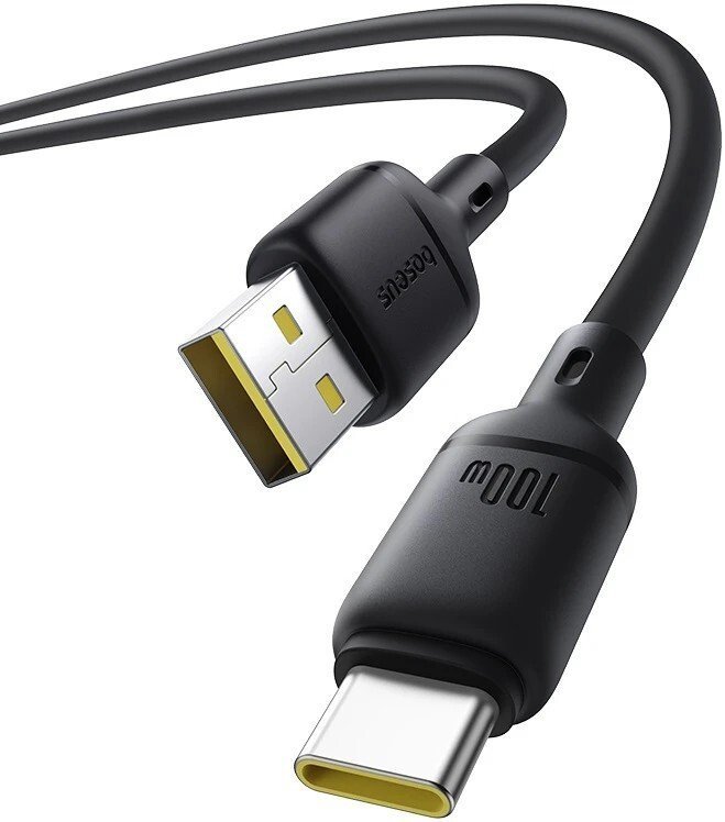 Кабель Baseus Silky Series Fast Charging Cable USB to Type-C 100W (2 м, черный)