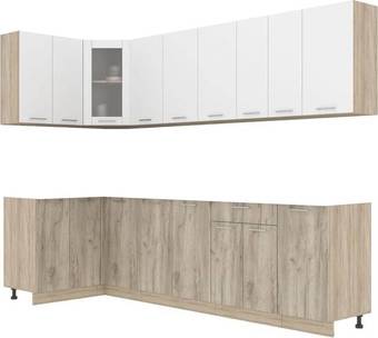Готовая кухня Интерлиния Мила 12x28 без столешницы (белый платинум/дуб серый)