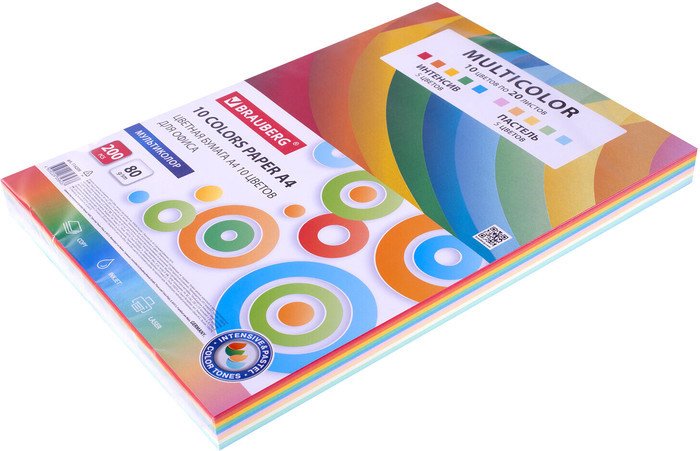 Набор цветной бумаги BRAUBERG Multicolor 114209 (200 л)