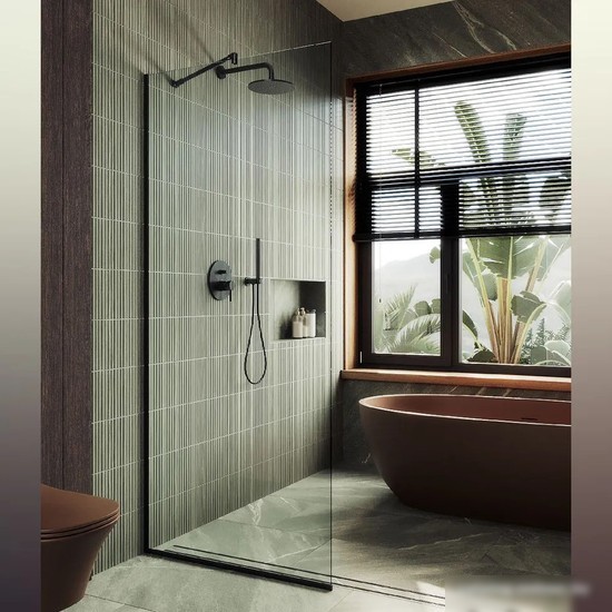 Душевая стенка MaybahGlass 195x69 MGD-701-6у (прозрачное стекло/черный)