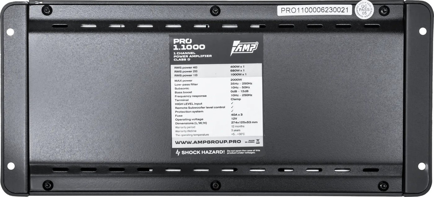 Автомобильный усилитель AMP PRO 1.1000